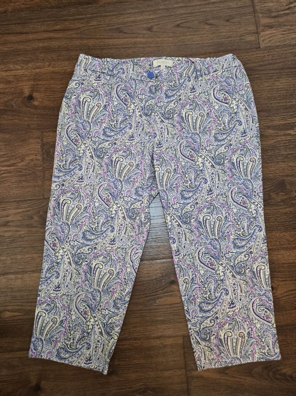 Talbots Plus Women's Paisley Capris in Blue, Pink & Cream Size 16